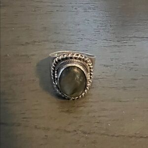 Laborite and Sterling Elegant Silver and Black Stone Ring